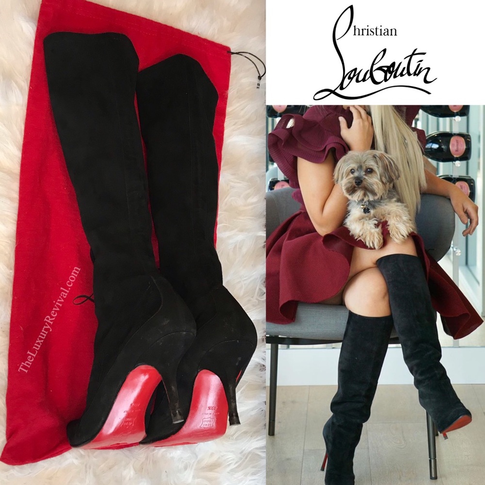 Authentic Christian Louboutin Black Suede Boots
